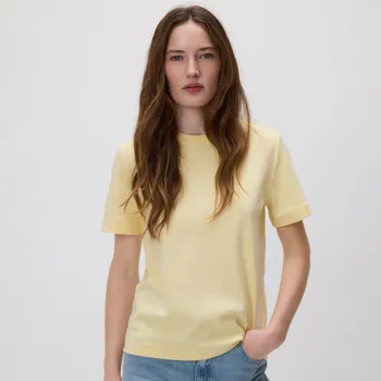 Dámské tričko Reserved - Tričko z mercerované bavlny - žlutá - 2292T-11X - 2292T-11X-XL