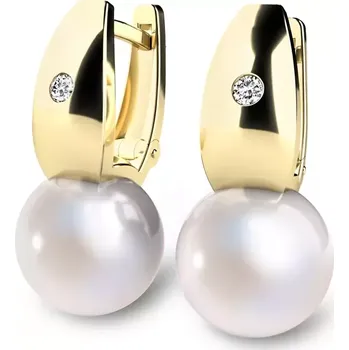 Náušnice Náušnice žluté zlato 585/1000, přírodní diamanty 0.032ct, přírodní perly 10988ZL-DIA-FW