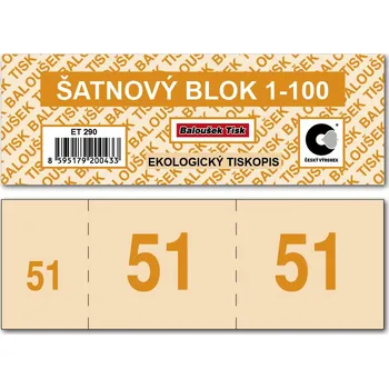 Tiskopis Šatnové bloky 1-100 čísel - oranžová