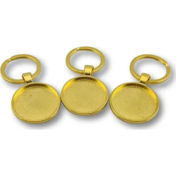 Přívěsek Lůžko na pryskyřici pro výrobu klíčenky - kruh 25mm - zlatá - 3ks