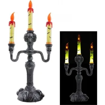 Party dekorace Halloween dekorace svítící svícen s motivem netopýrů