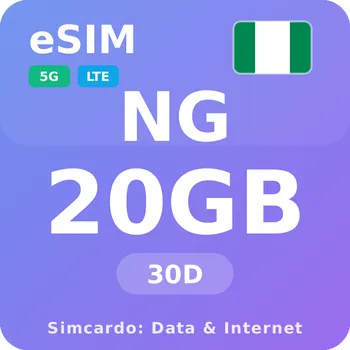 SIM karta Nigérie Mobilní Internet - eSIM 20GB 30 dní datová SIM karta