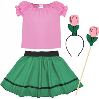 Karnevalový kostým KOSTÝM TULIPÁN KVĚT PŘEVLEK JARO DEN JARA 116-128 5 dílů