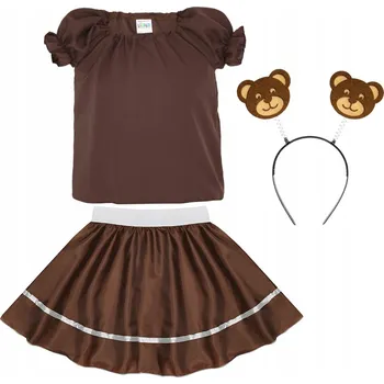 Karnevalový kostým KOSTÝM MEDVÍDEK PŘEVLEK ZA MEDVÍDKA KOSTÝM MEDVÍDEK ČELENKA MEDVÍDEK HNĚDÝ 116-128 3 dílků