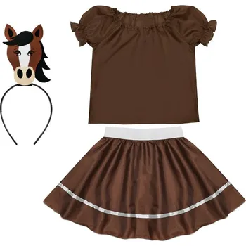 Karnevalový kostým KOSTÝM KONÍK SUKNĚ SADA KŮŇ ČELENKA 116-128