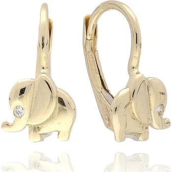 Náušnice MOISS náušnice ze žlutého zlata SLON