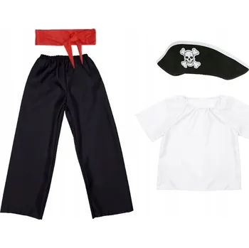 Karnevalový kostým KOSTÝM PIRÁT KALHOTY HALENKA PÁS 134-140 4 díly