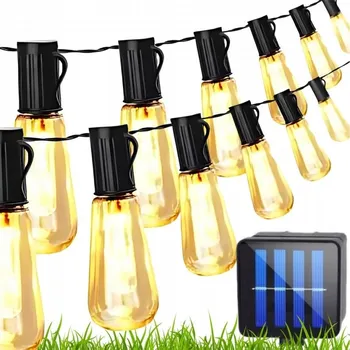 Venkovní osvětlení SOLÁRNÍ GIRLANDA LED ZÁVĚSNÉ SVĚTÝLKA ZAHRADNÍ 10 ŽÁROVEK 3,5 METRU BOHO