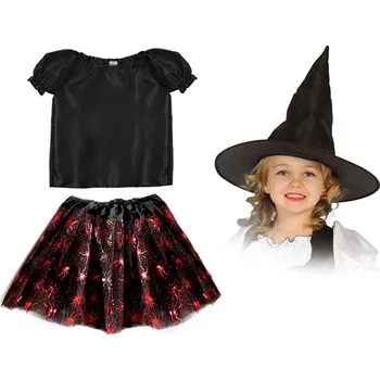 Karnevalový kostým KOSTÝM ČARODĚJNICE KOSTÝM ČARODĚJNICE PAVOUČEK PŘEVLEK HALLOWEEN 134-140 3 dílků