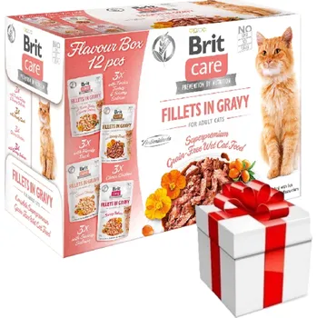 Volný čas BRIT CARE Cat Fillets in Gravy mix 12x85g + překvapení pro kočku ZDARMA
