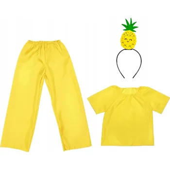 Karnevalový kostým KOSTÝM ANANAS KALHOTY ČELENKA ŽLUTÝ 134-140 4 díly