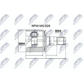 Poloosa kola Sada kloubů pro hnací hřídel NTY NPW-MS-026