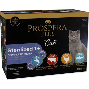 Krmivo pro kočku Prospera Plus Cat Adult Sterilized Salmon/Beef/Chicken/Tuna 12x 85 g
