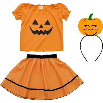Karnevalový kostým KOSTÝM DÝNĚ HALLOWEEN ČEPICE SUKNĚ KOSTÝM BAL PODZIM 134-140 4el