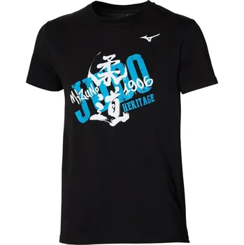 Pánské tričko Mizuno Judo Heritage Tee/Black Tričko XL, černá / modrá