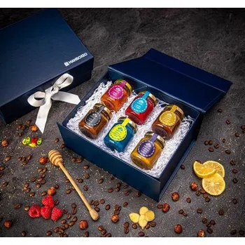 Dárkový potravinový koš Giftboxeo pro muže - Ochucené medy