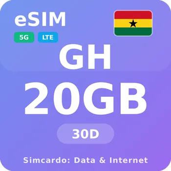 SIM karta Ghana Mobilní Internet - eSIM 20GB 30 dní datová SIM karta