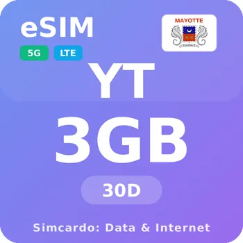 SIM karta Mayotte Mobilní Internet - eSIM 3GB 30 dní datová SIM karta