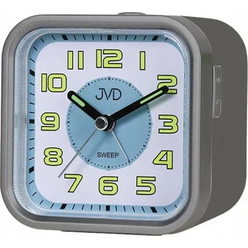 Budík ŠEDÝ PODSVÍCENÝ ČTVERCOVÝ 10 cm BUDÍK S OPAKOVANÝM BUZENÍM JVD SRP9504.1 NETIKÁ