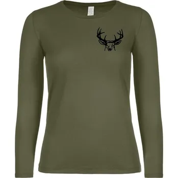 Dámské tričko Myslivecké Tričko dámské Jelen malý - dlouhý rukáv Velikost: 2XL