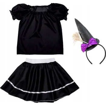 Karnevalový kostým KOSTÝM ČARODĚJNICE S ČELENKOU, VELIKOST 98-110, 3 DÍLY