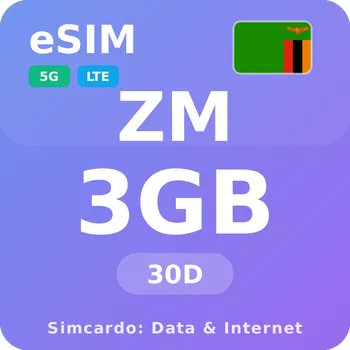 SIM karta Zambie Mobilní Internet - eSIM 3GB 30 dní datová SIM karta