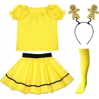 Karnevalový kostým KOSTÝM PERNÍKOVÝ PANÁČEK VÁNOČNÍ KOSTÝM VÁNOCE ŽLUTÝ 116-128 4e