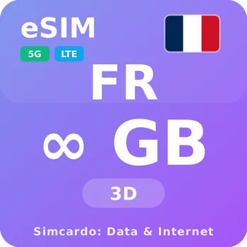 SIM karta Francie Neomezený Mobilní Internet - eSIM 3 dní datová SIM karta (esims_ULP_3D_FO_V2)