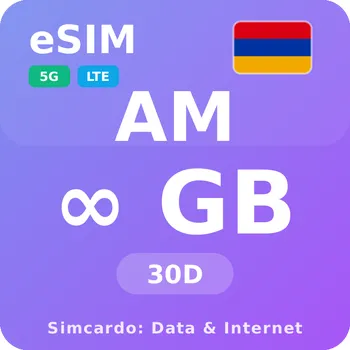 SIM karta Arménie Neomezený Mobilní Internet - eSIM 30 dní datová SIM karta (esims_ULP_30D_AL_V2)