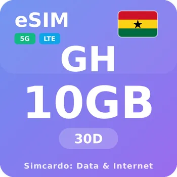 SIM karta Ghana Mobilní Internet - eSIM 10GB 30 dní datová SIM karta