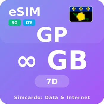 SIM karta Guadeloupe Neomezený Mobilní Internet - eSIM 7 dní datová SIM karta (esims_ULE_7D_GN_V2)
