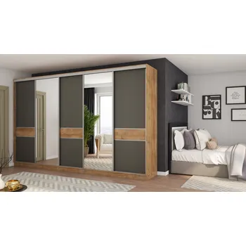 Šatní skříň EMeblast Skříň Posuvné skříně 360 x 244 x 65 cm skříň Lefkas se zrcadlem