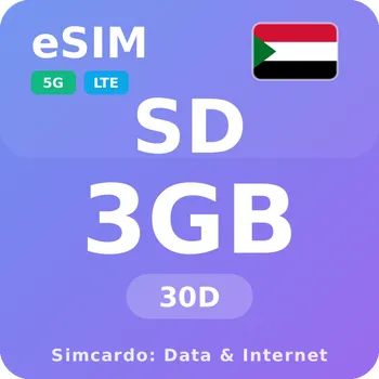 SIM karta Súdán Mobilní Internet - eSIM 3GB 30 dní datová SIM karta