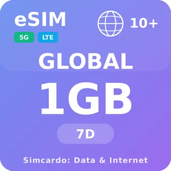 SIM karta 10 Zemí Mobilní Internet - eSIM 1GB 7 dní datová SIM karta