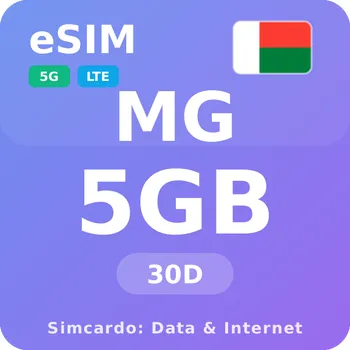 SIM karta Madagaskar Mobilní Internet - eSIM 5GB 30 dní datová SIM karta