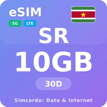 SIM karta Surinam Mobilní Internet - eSIM 10GB 30 dní datová SIM karta