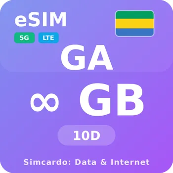 SIM karta Gabon Neomezený Mobilní Internet - eSIM 10 dní datová SIM karta
