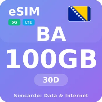 SIM karta Bosna a Hercegovina Mobilní Internet - eSIM 100GB 30 dní datová SIM karta