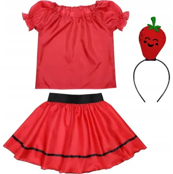 Karnevalový kostým KOSTÝM JAHODA SUKNĚ ČELENKA 98-110 4 díly