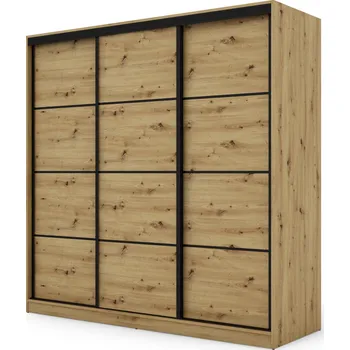 Šatní skříň Skříň eMeblast třídveřová posuvná dub artisan 4 zásuvky matná