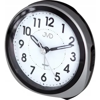 Budík JVD SRP872.1 - 10,3x10,3 cm - Ručičkový budík - Stříbrný/Černý