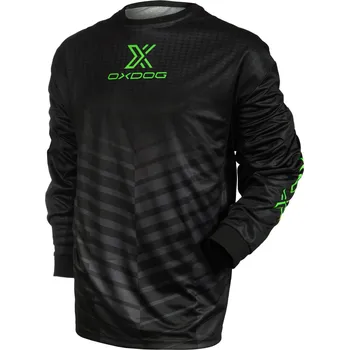 Florbalový dres Oxdog X2 LIGHT GOALIE SHIRT SR Black/Green no padding Brankářský dres XS, černá / zelená