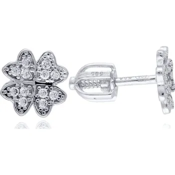 Náušnice MOISS náušnice z bílého zlata ČTYŘLÍSTEK