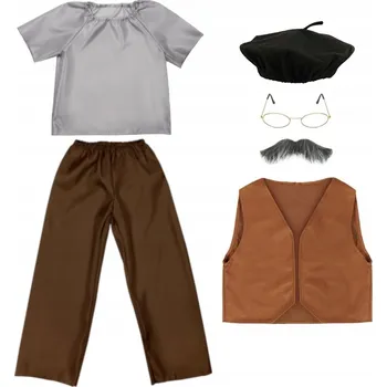 Karnevalový kostým KOSTÝM DĚDEK STAŘÍK DEN DĚDEČKŮ PŘEDSTAVENÍ 134-140 6 dílů