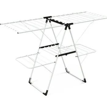 Sušák na prádlo Skládací sušák na prádlo JZ10241 s nastavitelnými křídly a klipy, bílý - A COSTWAY