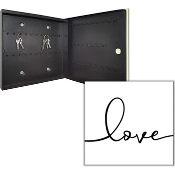 Skříňka na klíč Glasdekor Skříňka na klíče - kresba lásky LOVE Otevírání: Levé, Barva skříňky: Bílá