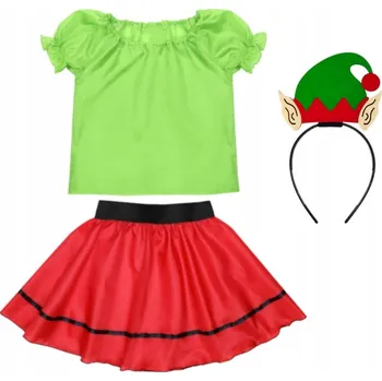 Karnevalový kostým KOSTÝM ELF SUKNĚ ČELENKA SKŘÍTEK 98-110 4el