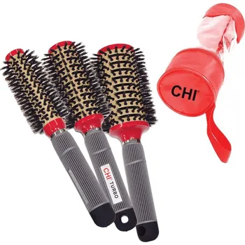 CHI Ceramic Round Boar Brushes Stylist Kit sada kulatých kartáčů na vlasy Šedá
