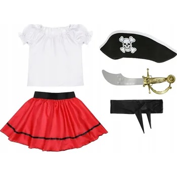 Karnevalový kostým KOSTÝM PIRÁTKA HALENKA SUKNĚ PAS 134-140 5el