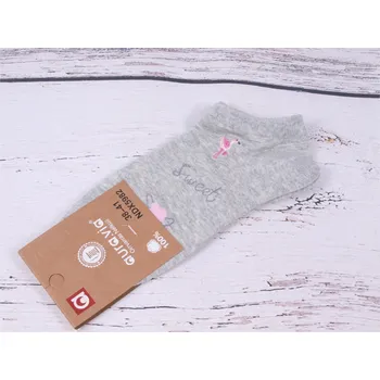 Dámské ponožky Ponožky aura.via nízké kotníkové šedé s plameňákem velikosti ponožek: 26-27 ( EUR vel. 39-41)